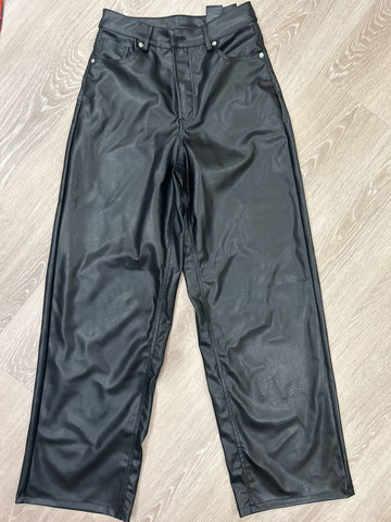 H&M divided Black Pleather wide leg  pants EUC Women's 2