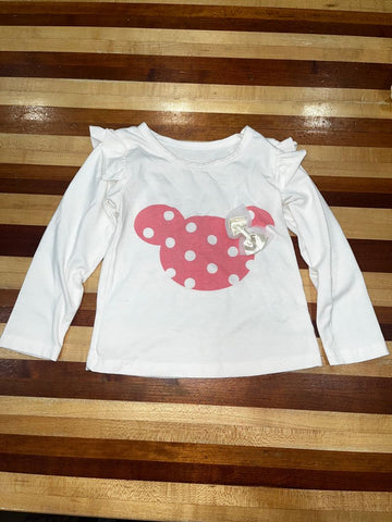 unknown white top pink minnie head w/bow 18 Months
