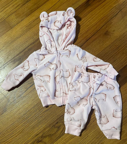 Child of Mine Pink Bear Sweatsuit Outfit 0-3 Months