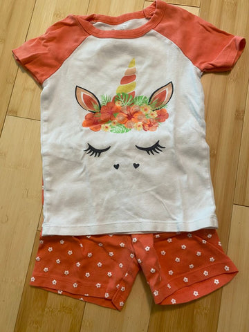 Members Mark Girls 2 pc pjs coral unicorn 5T/5