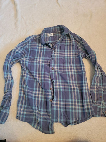 Sonoma Blue plaid LS button up 12