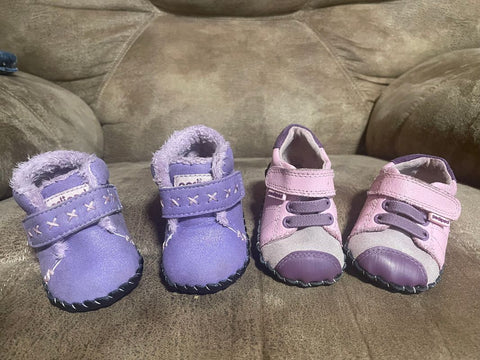 Pediped Lavender Fuzzy Booties and Pink and Purple Tennis Shoes 0 (Infant Shoe)