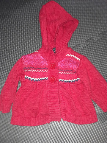 Faded Glory Red Hooded Sweater 0-3 Months