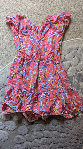 Osh kosh girls 5 coral with flowers dress, missing elastic for back button 5T/5