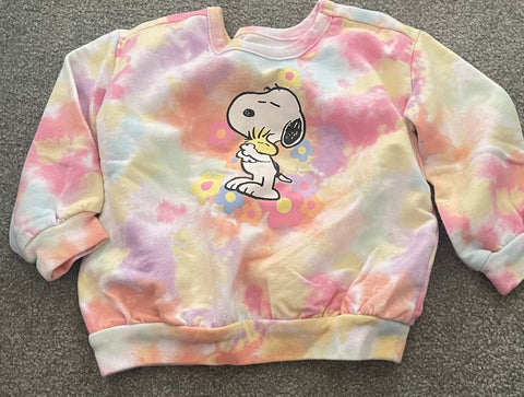 Disney Toddler girl snoopy tie dye sweatshirt. Great condition 18 Months