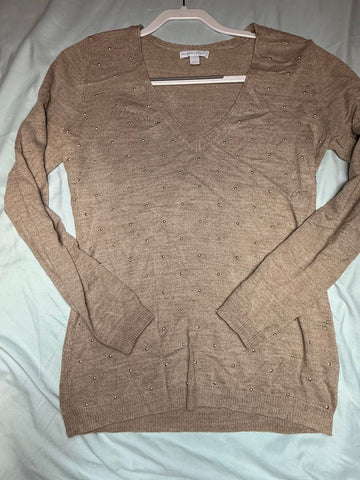 New York and Company beige with gold detailing sweater EUC Women's - S