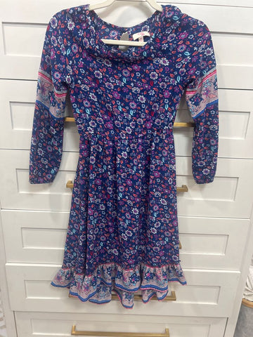 GB girls sz M Blue floral dress, fits like sz 12-14 12