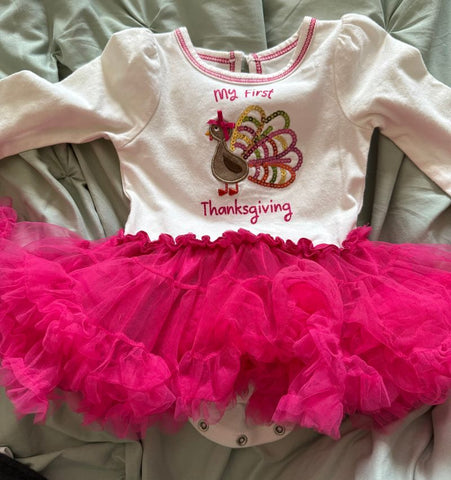 Turkey with Tutu Thanksgiving 0-3 Months