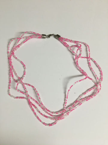pink and white Necklace  Jewelry