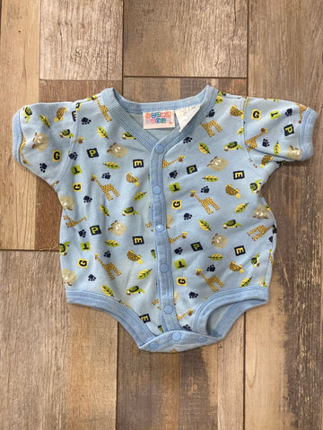 Small Steps brand - Onesie Blue with Giraffes and elephants 0-3 Months