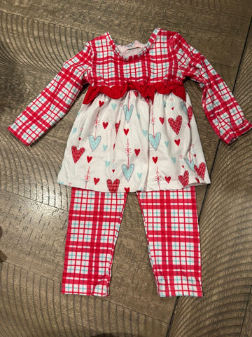 Pete&Lucy Plaid heart outfit 6-12 Months