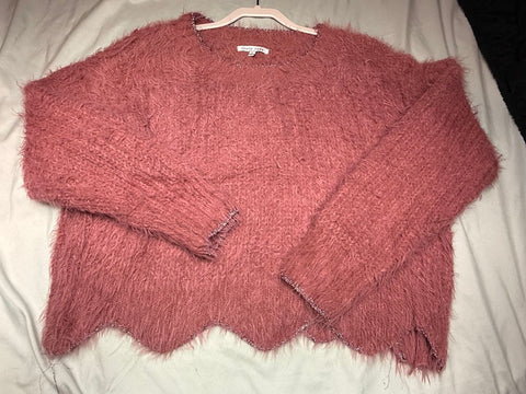 Ivory Rose pink shaggy sweater NWOT Women's - L