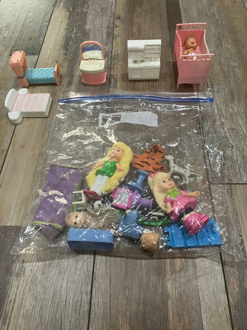 Miniature baby doll set with furniture, baby in crib and much more Dolls and Accessories