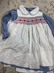 Handmade Smocked apples blue gingham some faint yellow marks 5T/5