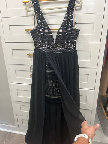 Ark and co Black dress, deep v in front and back Women's 10
