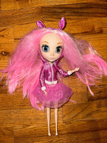 Doll Medium size Pink Doll zip up hoodie with ears all joints bend Dolls and Accessories