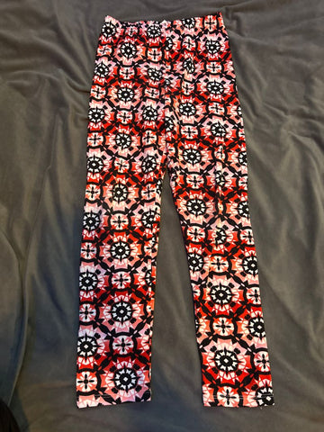 Leggings, red and pink mandala design 7