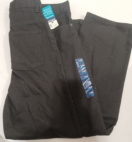 NEW Basic Editions Sz 14 Husky Relaxed Black Jeans 14