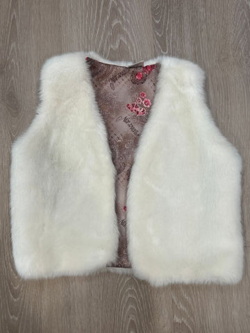 White fuzzy vest Sz 6-8 6T/6X