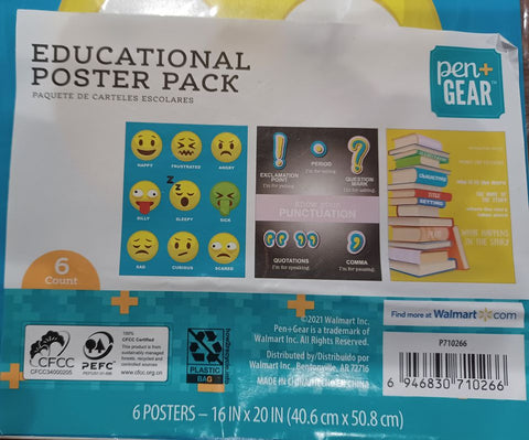 NEW Pen + Gear Educational Poster Pack - 6 Educational