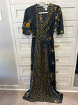 Band of gypsies Black gold long dress, 2 slits Women's - S