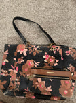 Spartina 449 Black floral tote bag with wallet loved condition wear on bottom Bag