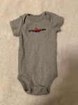 Okie Dokie NB gray onesie with fire truck and little hero 0-3 Months
