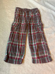 Kid Crew Brown, Red Plaid cotton cargo pant 4T/4