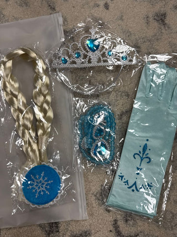 Disney Elsa hair- crown-jewelry, gloves One Size Fits All