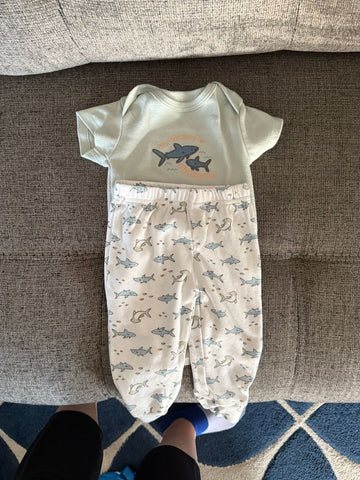 sharks mommy shark outfit 6-9mos 6-12 Months