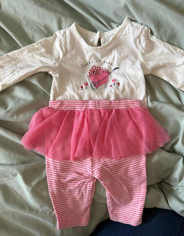 Valentines pink with tutu 3 mos 3-6 Months