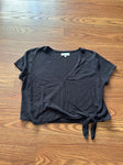 Madewell Textured cross v neck top with noted side detail Women's - L