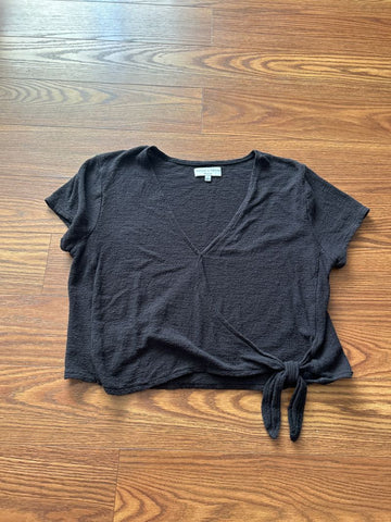 Madewell Textured cross v neck top with noted side detail Women's - L