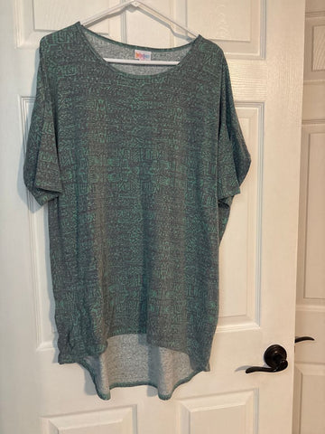 LulaRoe Green purple gray short sleeve top Women's - S