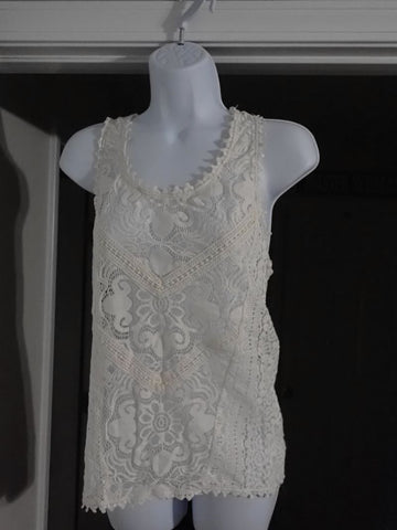 Eyeshadow Cream tank with lace detail Women's - S
