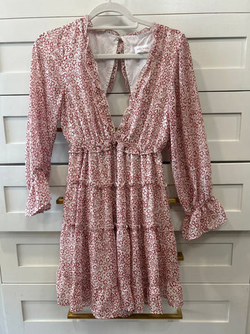Stolen hearts Red floral dress, deep v front and cut out back Women's - S