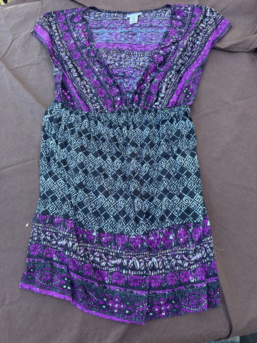 Motherhood Purple and black ss tunic Women's Med 8-10