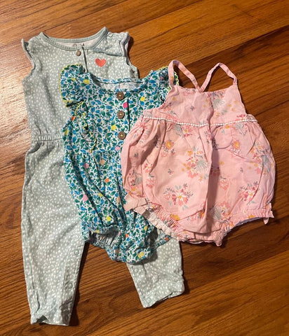 Various 3 Very Cute Rompers 6-12 Months