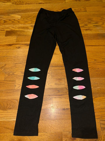 No tag Black leggings tiedye cut outs 12