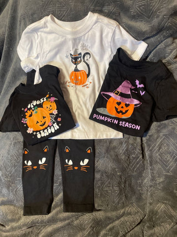 Wonder Nation Halloween Set with 3 short Sleeve Shirts and 1 Pair of Pants 2T