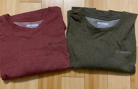 Columbia 2 Mens XLT tall short sleeve Tshirts olive burgandy Men's - XL