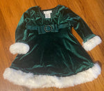 Bonnie Jean Stunning Green Velvet Christmas Dress 2T