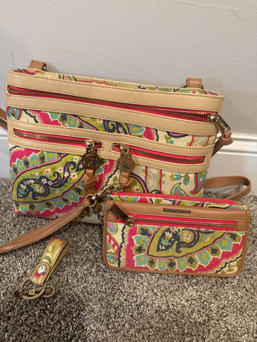 Spartina Crossbody purse, wallet & keychain. Bag