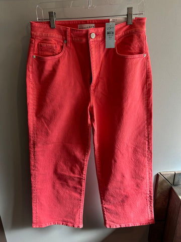 Loft Petite Coral High rise wide legged cropped pants Women's 6