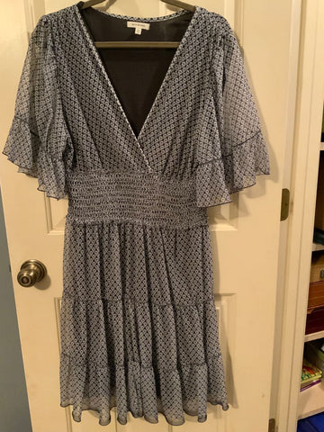 Max Studio Navy Print Dress Women's - L