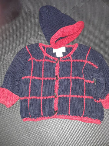 Welcome Baby 2pc Navy/Red Sweater/Hat 18 Months