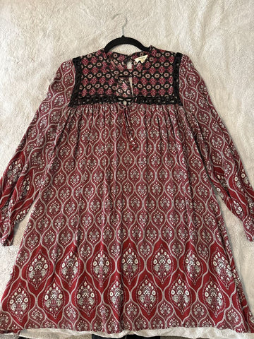 Umgee Dress/tunic dark red/gray/blk Women's - M