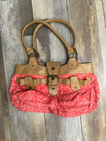 Purse - pink cloth with brown leather Purse