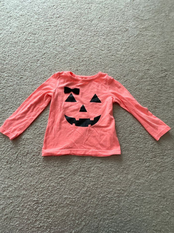 Crazy 8 Long sleeve jackolantern black glitter face tee 2T