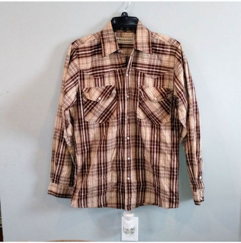 Bit & Bridle Brown men's small pearl snap Western wear shirt Good condition Men's - S